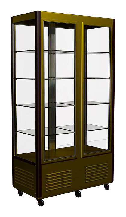 Шкаф холодильный D4 VM 800-1 (R800C Сarboma Люкс) (0109-0102 (коричн-золот) 2 дв,стекл полк)