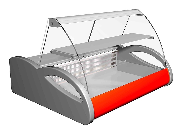 Витрина среднетемпературная Полюс A87 SM 1,5-1 (ВХС-1,5 Арго) (ВХС-1,5 Арго 0011-3020 (бок сер, деко