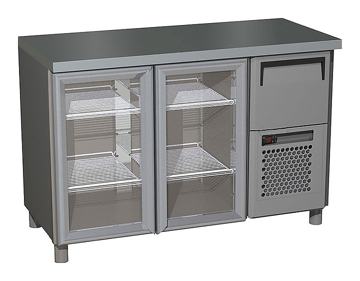 Шкаф холодильный Полюс T57 M2-1-G 9005-2 корпус черный, с бортом (BAR-250C)